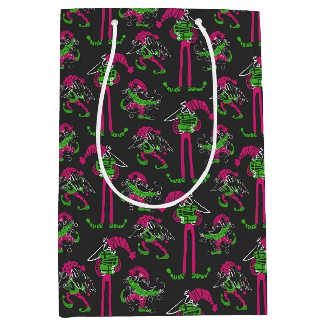 Funny Christmas Elf Gnome Mittlere Geschenktüte (Vorderseite)