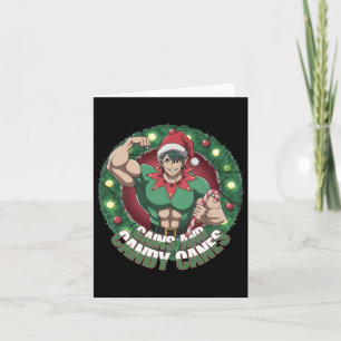 Funny Christmas Elf Gym Workout Gewinne und Candy  Karte