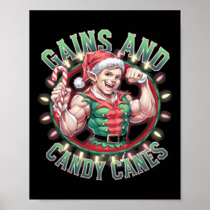 Funny Christmas Elf Gym Workout Gewinne und Candy  Poster
