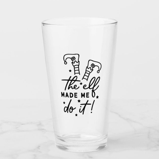 Funny Christmas Elf machte mich Do it Funny Retro  Glas (Vorderseite)