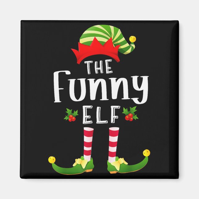 Funny Christmas Elf Matching Pajama X-mas Party  Magnet (Vorne)