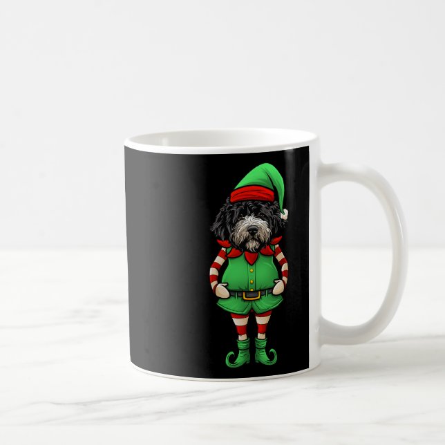 Funny Christmas Elf Portuguese Water Dog  Kaffeetasse (Rechts)