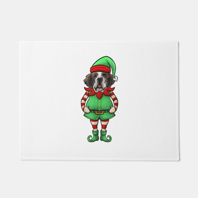Funny Christmas Elf St Bernard Dog Saint Bernard Fußmatte (Vorderseite)