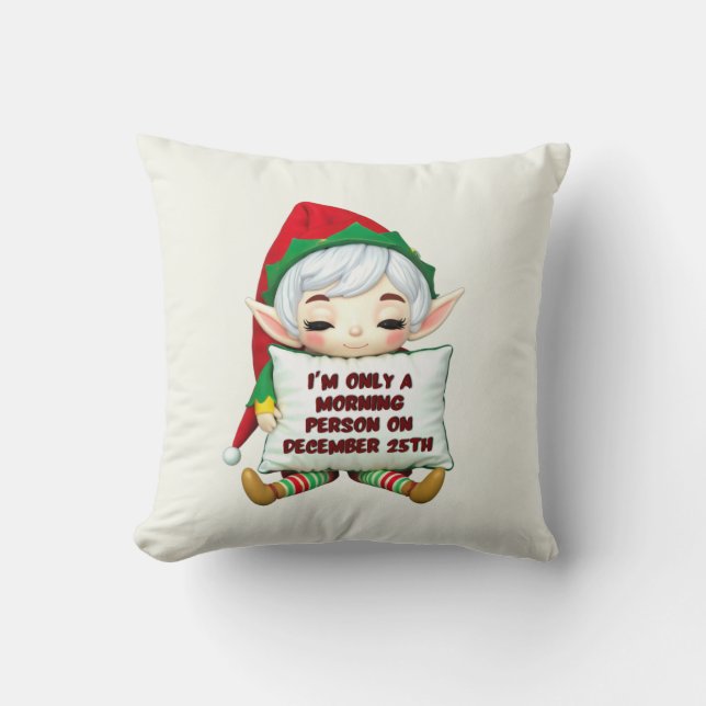 Funny Christmas Elf Throw Kissen - Weihnachtsdekor (Vorderseite)