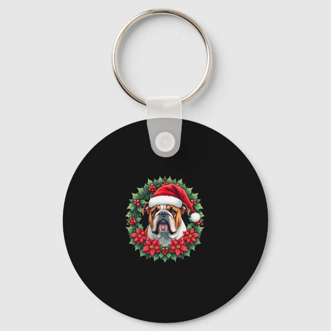Funny Christmas English Bulldog Tank Top Schlüsselanhänger (Vorderseite)