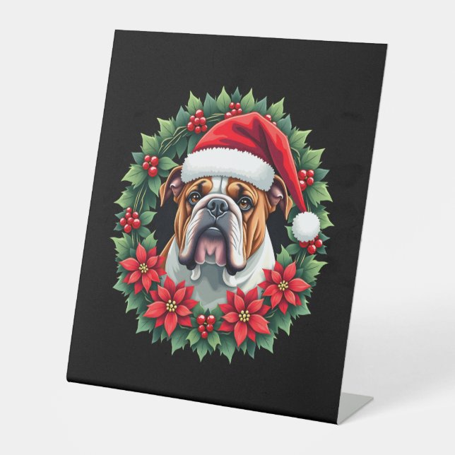Funny Christmas English Bulldog Tank Top Sockelschild (Vorderseite)