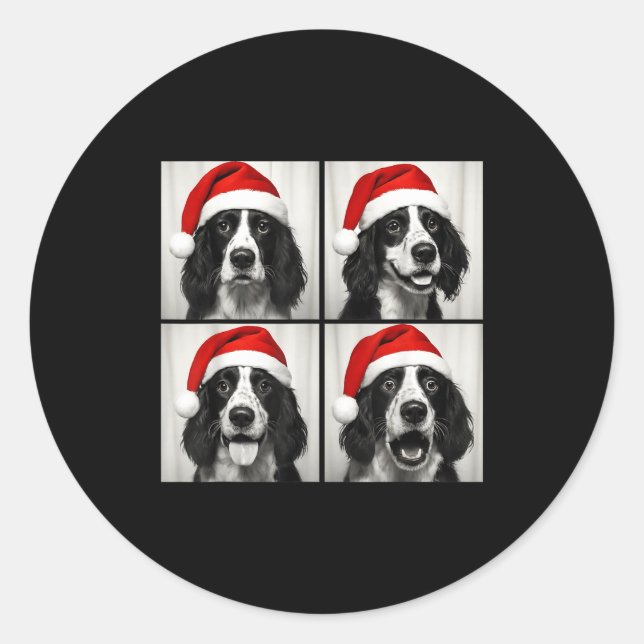 Funny Christmas English Springer Spaniel Santa Pho Runder Aufkleber (Vorderseite)