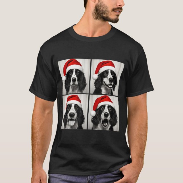 Funny Christmas English Springer Spaniel Santa Pho T-Shirt (Vorderseite)