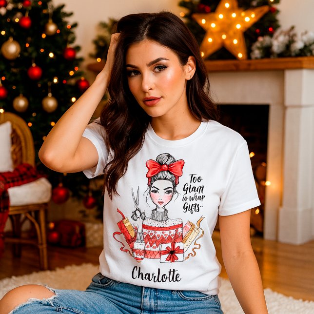 Funny Christmas Fashion Girl Personalized Too Glam T-Shirt (Von Creator hochgeladen)