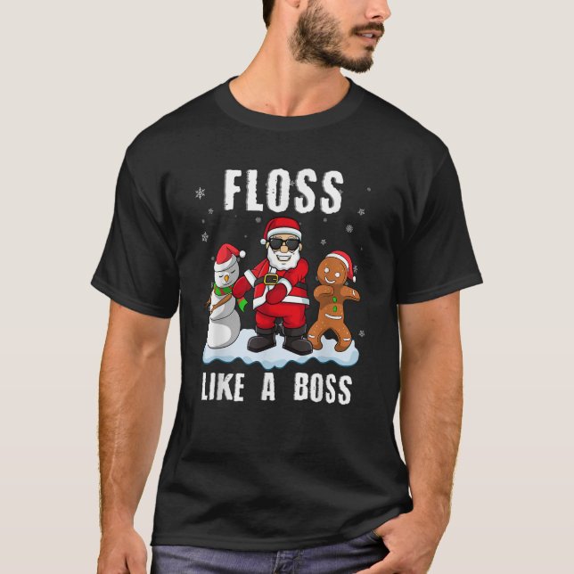 Funny Christmas Fest wie ein Boss Santa Raft Santa T-Shirt (Vorderseite)
