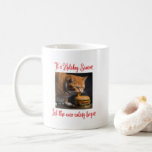 Funny Christmas Fett Cat Tasse Eating Burger