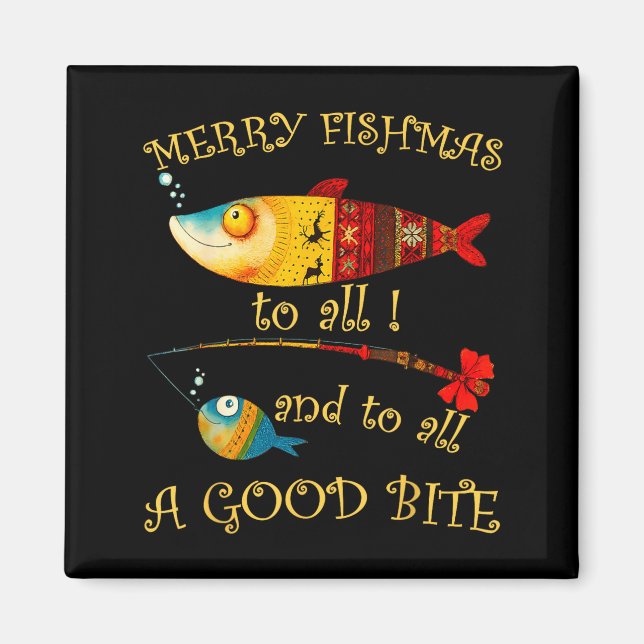 Funny Christmas Fisherman's Merry Fishmas To All F Magnet (Vorne)