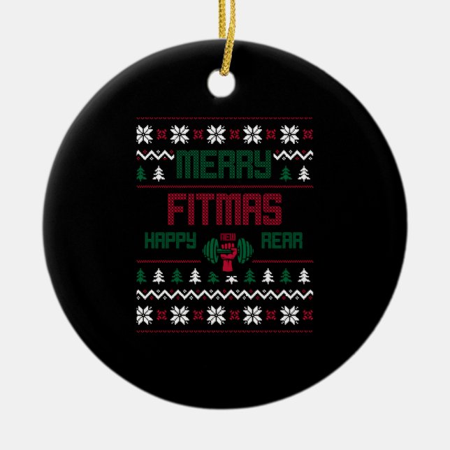 Funny christmas fitness product - perfect gift keramik ornament (Vorne)