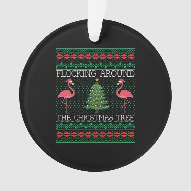 Funny Christmas Flamingo Ugly Christmas Sweater Ornament (Vorderseite)
