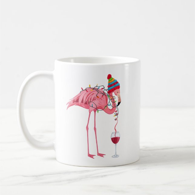 Funny Christmas Flamingo with Wine Kaffeetasse (Links)