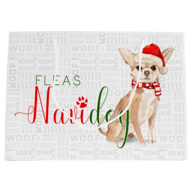 Funny Christmas Fleas Navidog Chihuahua Große Geschenktüte (Vorderseite)