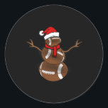Funny Christmas Football Ball Santa Snowman Runder Aufkleber<br><div class="desc">Funny Christmas Football Ball Santa Snowman</div>