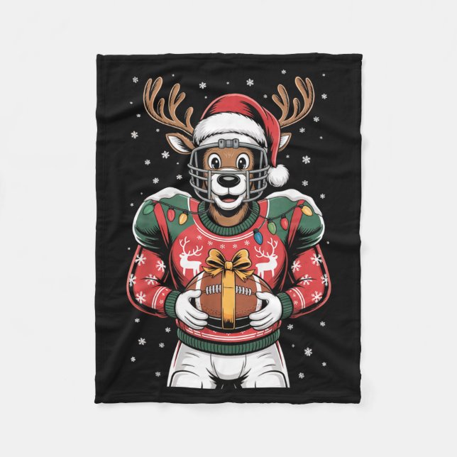 Funny Christmas Football Reindeer  Fleecedecke (Vorderseite)