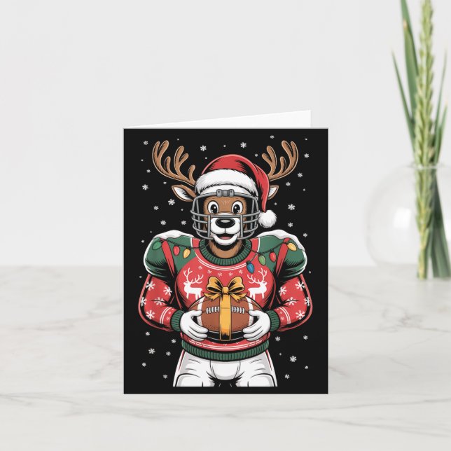 Funny Christmas Football Reindeer  Karte (Vorderseite)
