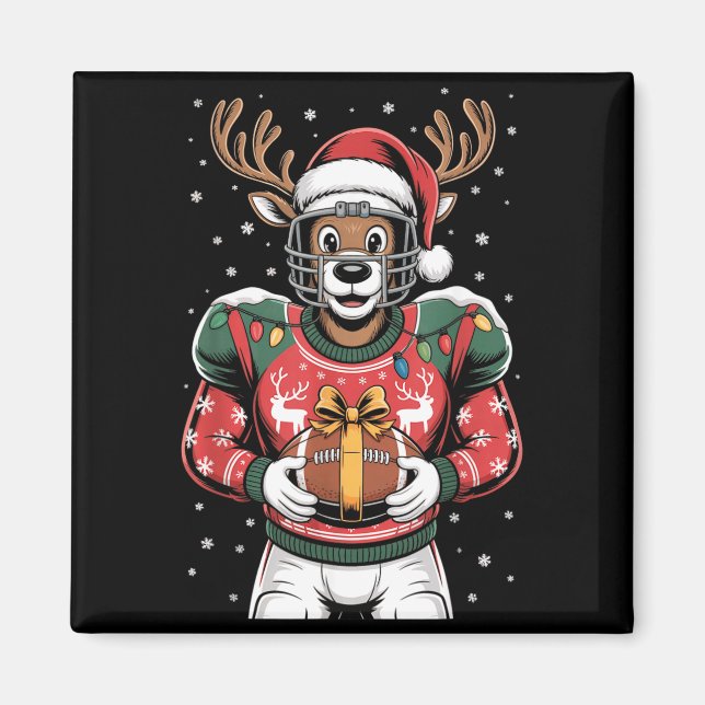Funny Christmas Football Reindeer  Magnet (Vorne)