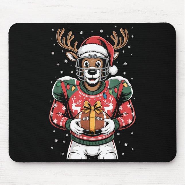 Funny Christmas Football Reindeer  Mousepad (Vorne)