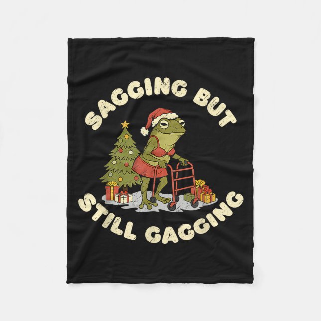 Funny Christmas Frog Sagging But Still Gagging Fro Fleecedecke (Vorderseite)