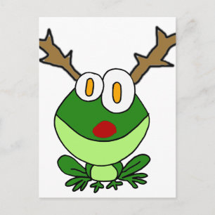 Funny Christmas Frosch als Rentier Feiertagspostkarte