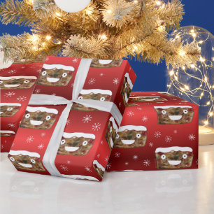 Funny Christmas Fruitcake Muster Red Geschenkpapier