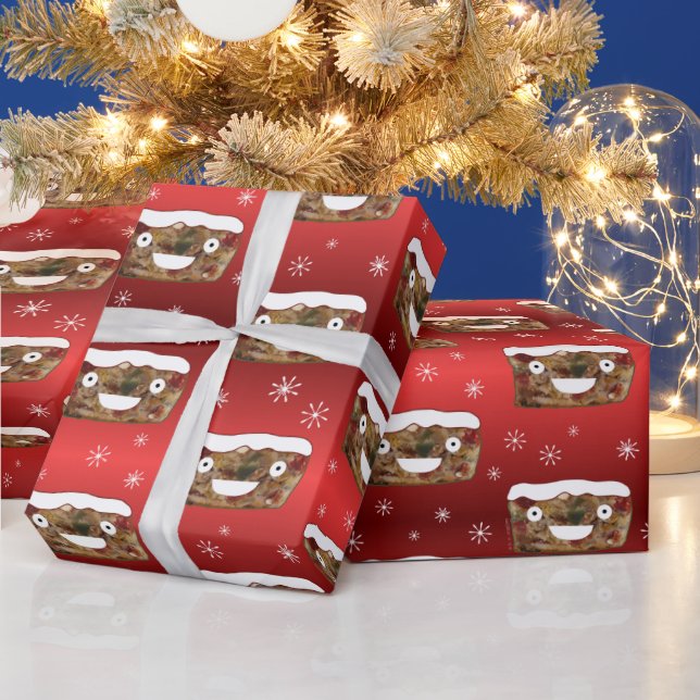Funny Christmas Fruitcake Muster Red Geschenkpapier (Feiertage)