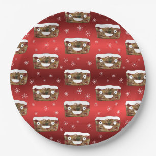 Funny Christmas Fruitcake Muster Red Pappteller