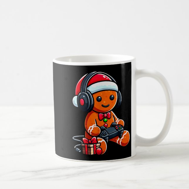 Funny Christmas Gamer Gingerbread Xmas Gaming Men  Kaffeetasse (Rechts)