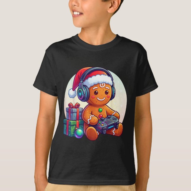 Funny Christmas Gamer Gingerbread Xmas Gaming Men  T-Shirt (Vorderseite)