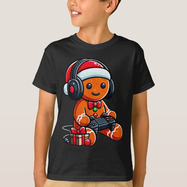 Funny Christmas Gamer Gingerbread Xmas Gaming Men  T-Shirt (Vorderseite)