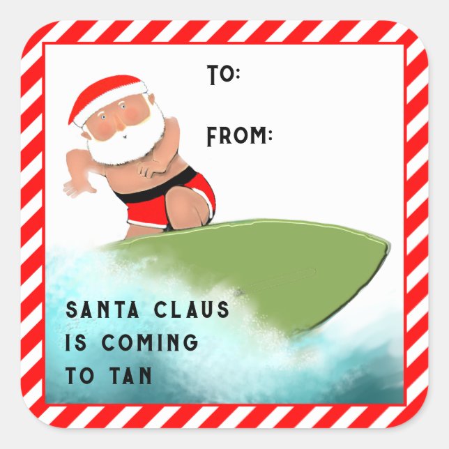 Funny Christmas Geschenke Tags Quadratischer Aufkleber (Vorderseite)