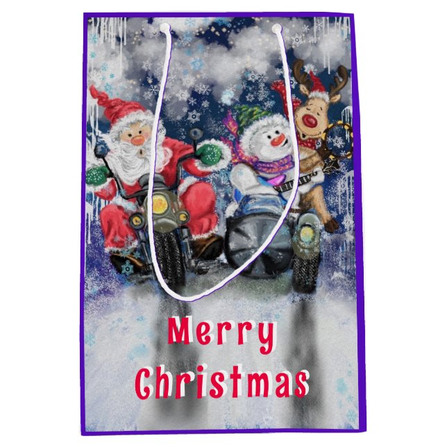 Funny Christmas Geschenktasche mit Happy Friends Mittlere Geschenktüte (Vorderseite)