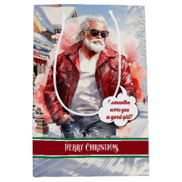 Funny Christmas Gift Bag Santa Medium Holiday Art Mittlere Geschenktüte