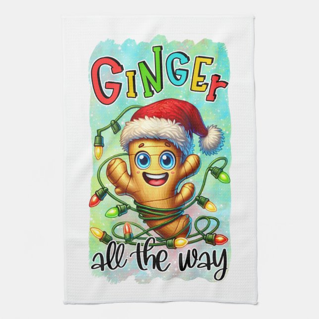 Funny Christmas ginger word art Geschirrtuch (Vertikal)