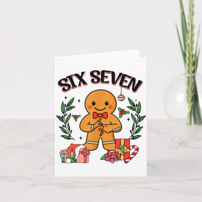 Funny Christmas Gingerbread 67 Six Seven Meme Hand Karte (Vorderseite)