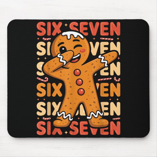 Funny Christmas Gingerbread Cookie Dab Six Seven 6 Mousepad (Vorne)