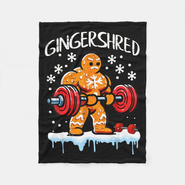 Funny Christmas Gingerbread Gingershred Gym Bodybu Fleecedecke (Vorderseite)