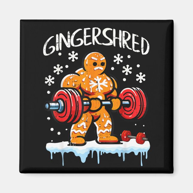 Funny Christmas Gingerbread Gingershred Gym Bodybu Magnet (Vorne)