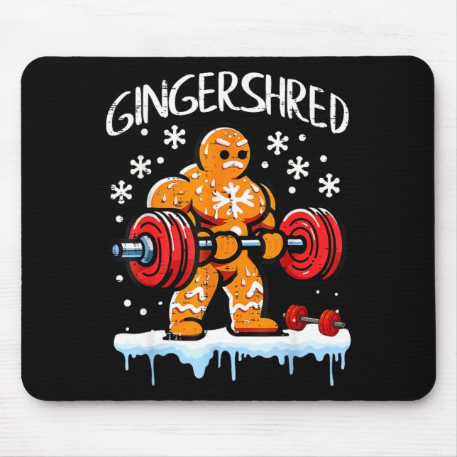 Funny Christmas Gingerbread Gingershred Gym Bodybu Mousepad (Vorne)