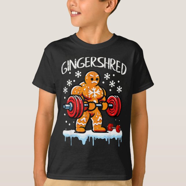 Funny Christmas Gingerbread Gingershred Gym Bodybu T-Shirt (Vorderseite)