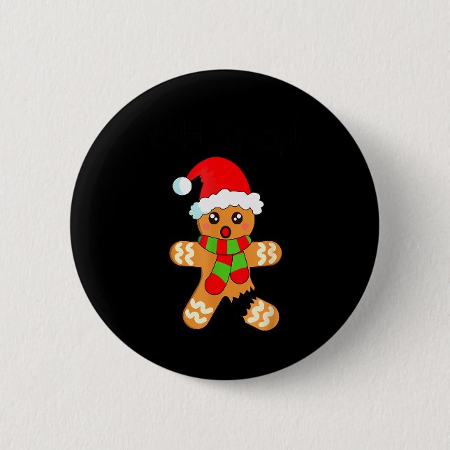 Funny Christmas Gingerbread Man Cookie Oh Snap  Button (Vorderseite)