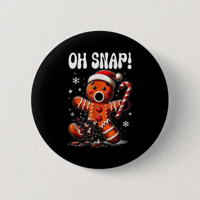 Funny Christmas Gingerbread Man Oh Snap Outfit Paj Button (Vorderseite)