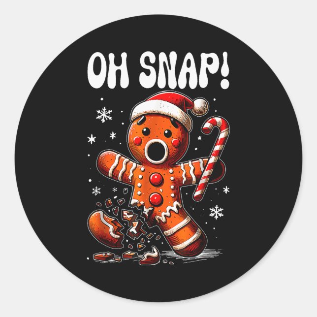 Funny Christmas Gingerbread Man Oh Snap Outfit Paj Runder Aufkleber (Vorderseite)