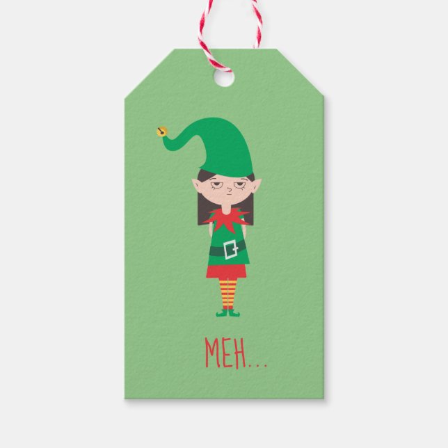 Funny Christmas Girl Elf Geschenkanhänger (Vorderseite)