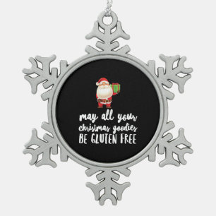Funny Christmas Gluten Free Schneeflocken Zinn-Ornament