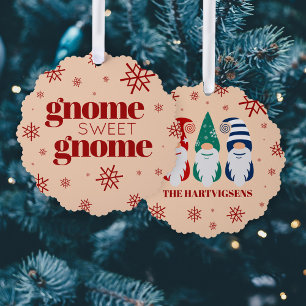 Funny Christmas Gnome Sweet Gnome Snowflakes Ornament Karte