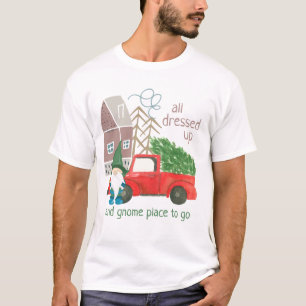 Funny Christmas Gnome und Red Truck T-Shirt